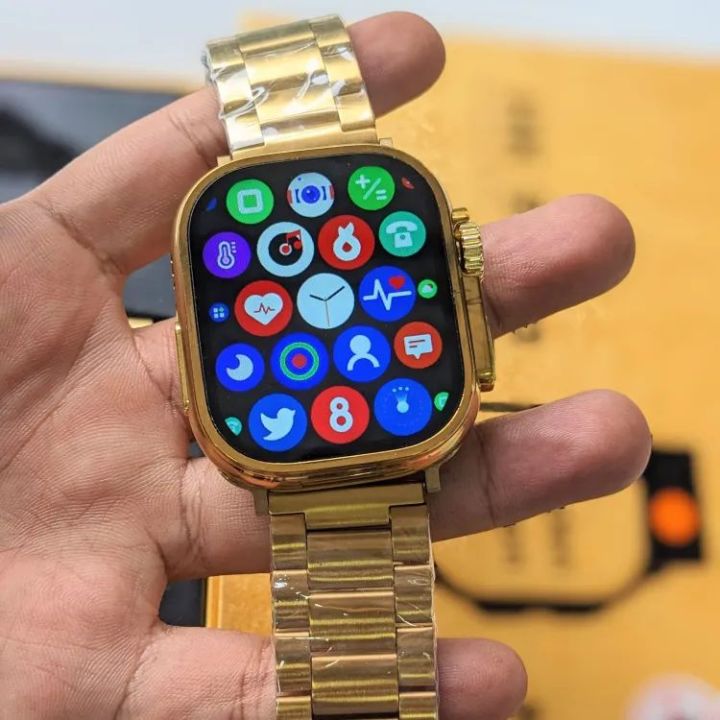 HK9 Ultra Max Gold Smart Watch Bluetooth Call Men Smartwatch Ultra Series 9 Watch Ultra Wireless Charge For Ios Android