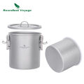 Boundless Voyage 1.4L Titanium Pot Rice Cooker Set Ultralight Camping Cookware for Outdoor, Hiking, Travelling Cooking W-Ti2093c.