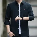 New Four Seasons Men's Shirt Long Sleeve Black Blue White Cotton General T Shirt Youth Business Men Oxford Long Sleeve Shirt. 