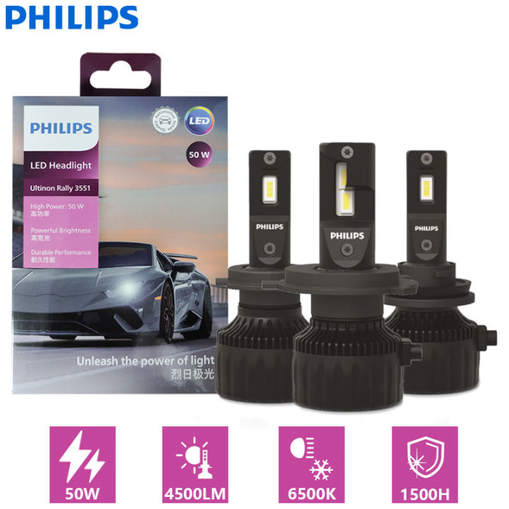 Philips%20Ultinon%20Rally%203551%20LED%20H4%20H7%20H11%20HB3%20HB4%20HIR2%20Max%20Power%2050W%204500LM%20Car%20Headlight%206500K%20White%20Max%20Lumen%20Watt%20LED%20Bulbs%202X%20-%20Image%202