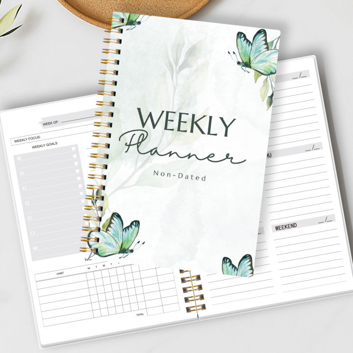 Undated Weekly Planner Spiral Notebook with Habit Tracker to Do List ...