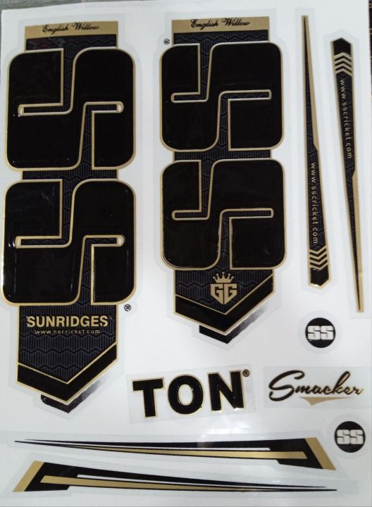 SS TON New 3D Full Black Edition Cricket  Bat Sticker Latest Version For Players