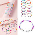 12Pcs Teens Women Girls Colorful Positive Energy Letters Courage Words Candy Color Beaded Bracelet DIY Jewellery. 