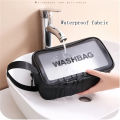 Portable Travel Wash Bag Female Transparent Waterproof Makeup Storage Pouch Large Capacity Cosmetic Organizer Pu Material.
