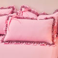 Korean Princess Style Pillowcase with Large Lace Ruffle Girls Home Bedroom Decorative Soft Washed Cotton Pillow Cover 48x74cm.