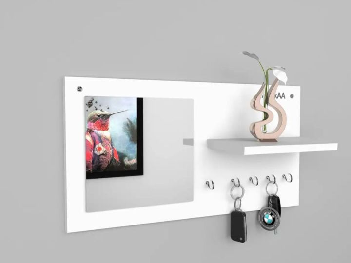 Droopy Wall Hanging Key Holder with Mirror & Shelf by Antique house