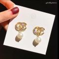 Elegant Gold Metal Gucci Earing with Peral Drop, korean style fashion jewelry, Girls Accessories.. 