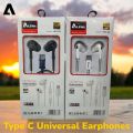 Alewa Type C Earphone for All Type C Devices | Super Bass Sound | Volume Keys | Stereo | Mic. 