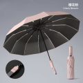 High Quality Auto-Folding Wooden Handle Umbrella 12-Rib
Reinforced Dual-Use Windproof Large Sun Rain
Umbrella Men and Women. 