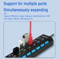 7 Port Usb Splitter Laptop Desktop Computer Expander Multifunctional Hub Hub Independent Switch One Drag Seven.