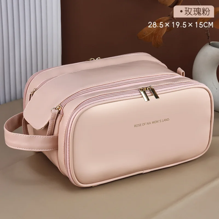 Multifunctional%20Makeup%20Bag%20For%20Women%20PU%20Leather%20Large%20Capacity%20Portable%20Double%20Zipper%20Travel%20Makeup%20Brush%20Toiletries%20Storage%20Bag%20-%20Image%208