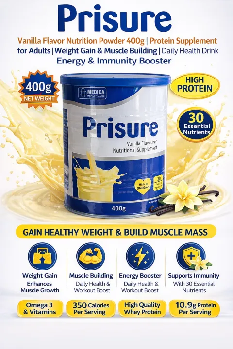 Prisure Vanilla Flavor Nutrition Powder 400g | High Protein Health ...