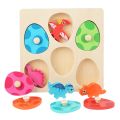 Wood Dinosaur Jigsaw Puzzle for Kids Multi-layer Wooden Peg Puzzle Early Learning Educational Toys  For Toddlers Girls Boys. 