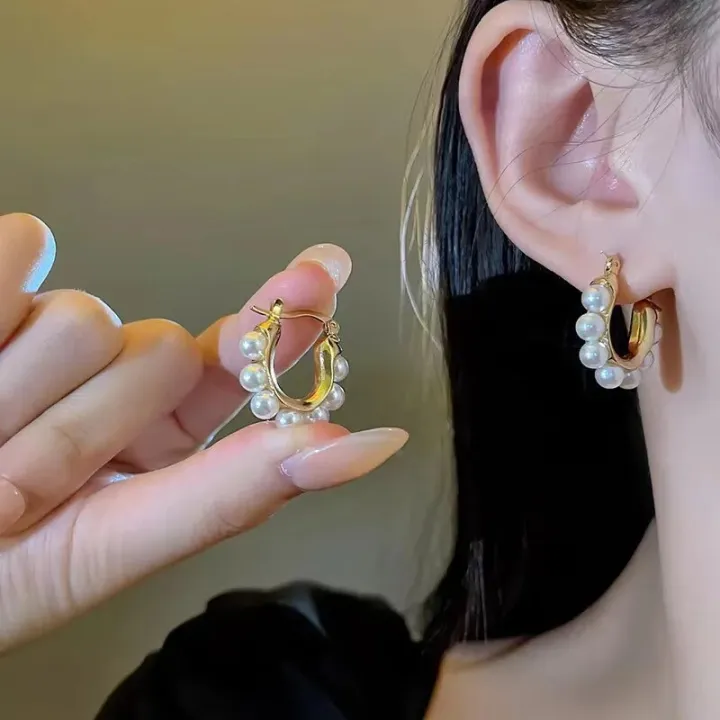 Stylish%20U-shaped%20Hoop%20Earrings%20Golden%20Elegant%20Imitation%20Pearl%20Earrings%20Wedding%20Party%20Luxury%20Accessories%20Women's%20%20K-%20-%20Image%204