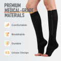 1Pair Zipper Compression Socks for Women & Men, Sturdy Zippered Stocking to Improves Blood Circulation, Relieves Pain & Swelling. 