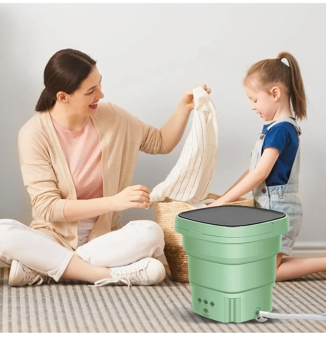 Mini Washing Machine 4.5L Foldable Portable Washing Machine w/ Drain Basket 3 Modes Washing Baby Clothes, Underwear, Laundry Machine Suitable Camping ...