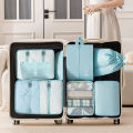9Pcs Travel Organizer Bags Suitcase Packing Cubes Portable Fold Wardrobe Luggage Clothes Makeup Digital Shoe Storage Bags. 