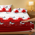 1 Piece of Floral and Butterfly Sing Pattern Frosted Bedsheet, Bedroom Printed Bedspread, Bedding (Excluding Pillowcases). 