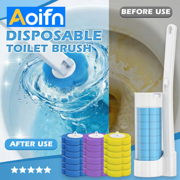 Disposable Toilet Brush Set, Sponge Head with Preloaded Cleaner, Wall Mounted No Drill Holder, Bathroom Hygiene Cleaning Kit