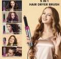 5in1 Electric Hair Dryer Comb & Styling Kit — Multifunctional Hot Wind Curler, Removable Brush Heads, 5 Interchangeable Barrels, Negative Ion Technology, Straightener Brush, Ceramic Plates, Fast Heat, Cool Tip, Lightweight, Portable With Travel Pouch. 