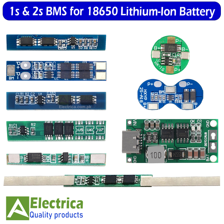 1S/2S BMS Module (2A/3A/4A/5A/8A) – 3.7V/7.4V Li-ion Battery Protection & Charging Board with Overcharge, Overdischarge, and Short Circuit ProtectionBoard ( BMS ) by Electrica