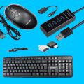 USB keyboard optical mouse and hub -with free OTG- gaming combo pack. 
