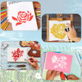 4PCS 5.9inch Rose Flower Stencils Reusable Floral Painting Templates for Wall Canvas Fabric DIY Craft Decor. 