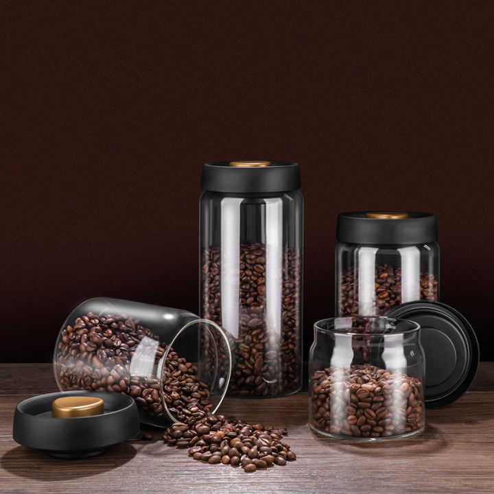 PARACITY%20Vacuum%20Sealed%20Tank%20Coffee%20Bean%20Glass%20Sealed%20Jar%20Household%20Moisture-proof%20Air%20Extraction%20Airtight%20Container%20Coffee%20Set%20-%20Image%204