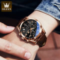 O'levs Men Leather Analoge Quartz Fashion Watch for Men. 