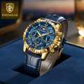 POEDAGAR 973 (Fan Made) Moon New Luxury Genuine Leather Men Quartz Watches Luminous Daily Life Waterproof Chronograph fashion Analog Watch for men - Watch For Men.