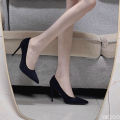 New Fashion women's shoes black high heels pointed suede pumps Elegant Shallow Mouth Etiquette Shoes Mujer Zapatos.