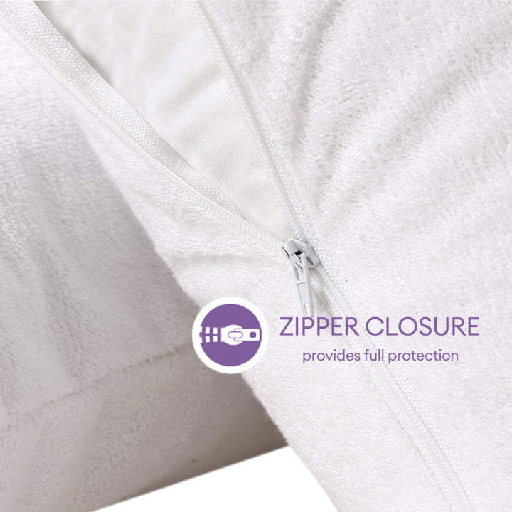 1pc%20Waterproof%20Pillow%20Cover%20Cotton%20Terry%20Fabric%20Zipper%20Pillow%20Protector%20Bedbug%20Proof%20&%20Hypoallergenic%2050x70cm%20-%20Image%205