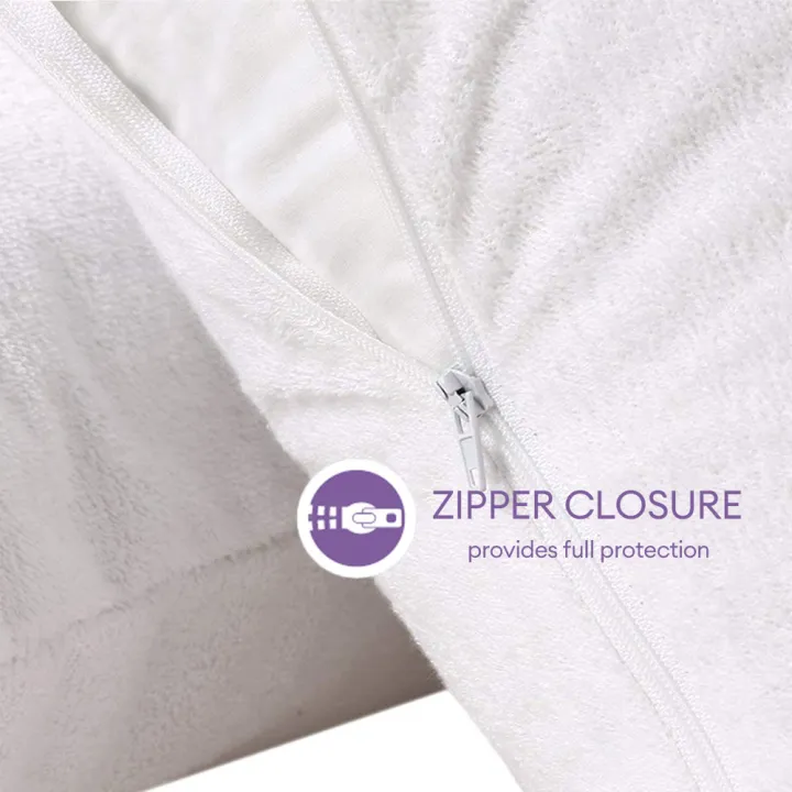 1pc%20Waterproof%20Pillow%20Cover%20Cotton%20Terry%20Fabric%20Zipper%20Pillow%20Protector%20Bedbug%20Proof%20&%20Hypoallergenic%2050x70cm%20-%20Image%205