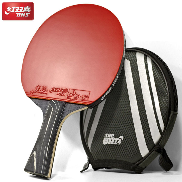 Dhs Tt Racket DHS DIAMOND Black 7-Ply Table Tennis Racket with Hurricane 3 Rubbers ...