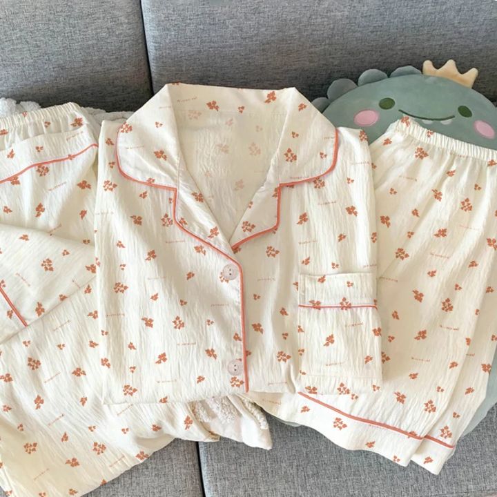Women%20Pajamas%20Sets%20Short%20Sleeve%20Nightwear%20Top%20and%20Pants%20Sleepwear%203%20Piece%20Pjs%20Loungewear%20Fashion%20Print%20Pyjamas%20Set%20Nightwear%20-%20Image%204