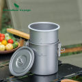 Boundless Voyage 1.4L Titanium Pot Rice Cooker Set Ultralight Camping Cookware for Outdoor, Hiking, Travelling Cooking W-Ti2093c.