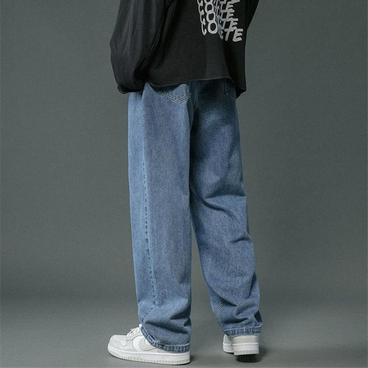 Korean%20Men's%20Casual%20Hip%20Hop%20Long%20Baggy%20Jeans%20Classic%20Man%20Straight%20Wide%20Leg%20Denim%20Pants%20Light%20Blue%20Grey%20Black%20Streetwear%20Trousers%20-%20Image%203