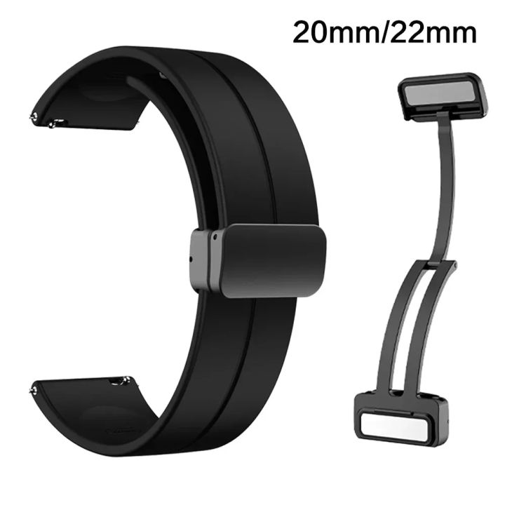 22mm 20mm Magnetic Silicone Strap For Samsung Galaxy Watch 7 4 5 6 Classic S3 Active Band For Amazfit Bip Huawei GT 3 4 Bracelet
