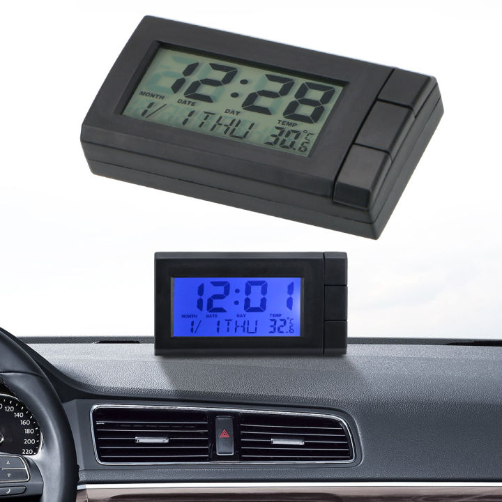 Car LCD Digital Display Clock Auto Watch Thermometer Car Ornaments ...