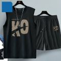 2024 Summer Men Clothing Harajuku Breathable Fashion Sportswear Basketball Suit Casual Short-Sleeved T-Shirt + Shorts 2-Piece. 