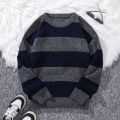 New Loose Bottoming Sweater Casual Versatile Striped Pullover Men's Round Neck Sweater. 