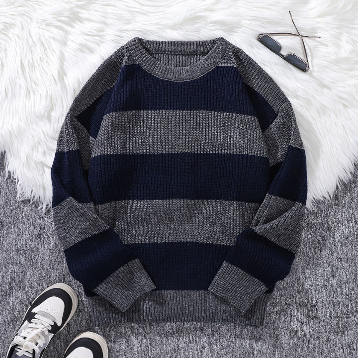 New%20Loose%20Bottoming%20Sweater%20Casual%20Versatile%20Striped%20Pullover%20Men's%20Round%20Neck%20Sweater%20-%20Image%207