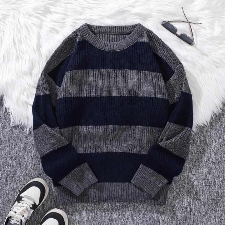 New%20Loose%20Bottoming%20Sweater%20Casual%20Versatile%20Striped%20Pullover%20Men's%20Round%20Neck%20Sweater%20-%20Image%207