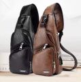 New Men's PU Leather Sling Pack Chest Shoulder/ Crossbody Messenger Biker Bag By / Hulaak. 