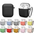Silicone Cases With Hook Cover For Apple Airpods 1/2 Protective Shockproof Wireless Earphone Cover For airpods 2 1 case Box Bags. 
