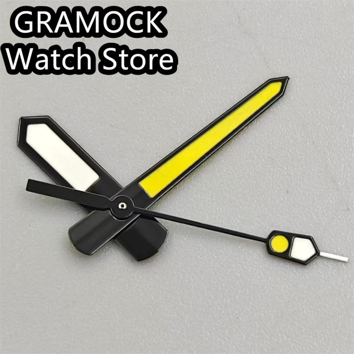 GRAMOCK NH35 Hands Set Black Yellow White Watch Hands Green Luminous For NH35 NH36 NH38 NH70 NH72 Movement Watches Pointers