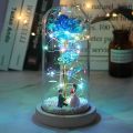 LED Enchanted Galaxy Rose Eternal Beauty And The Beast Rose With Fairy Lights In Dome For Christmas Valentine's Day Gift. 