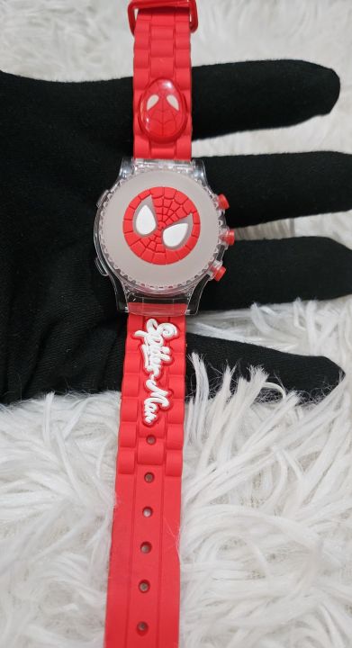 Kids Boys Spiderman Watch Spinner Lighting Musical Cool Fun Watch