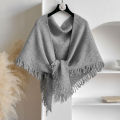 2025 Autumn and Winter New Women's Neck Wrap Wool Blended Tassel Triangular Shawl Female Thickened With Knitted Warm Shoulder. 