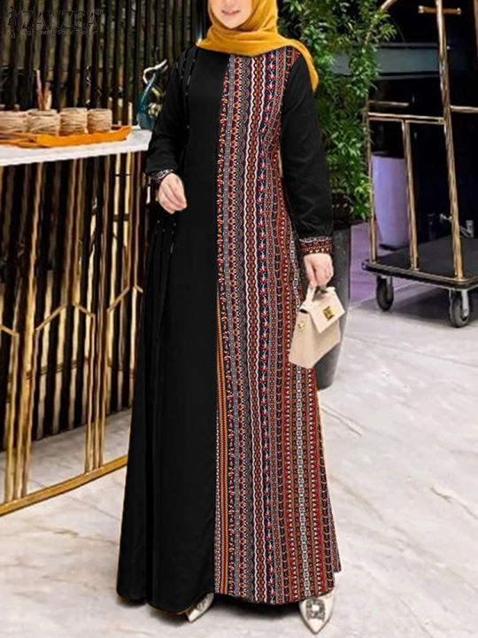 ZANZEA%20Women%20Ethnic%20Printed%20Panels%20Maxi%20Dress%20Long%20Sleeve%20Hijab%20O%20Neck%20Muslim%20Islamic%20Patchwork%20Vestidos%20Loose%20Casual%20Abaya%20Robe%20-%20Image%203